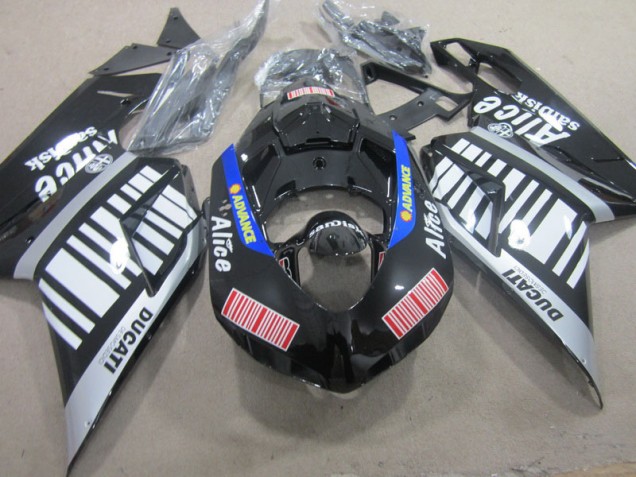 Carene Moto Ducati 1098 2007-2014 - Nero Bianco Advance Alice Carene Moto Ducati 1098 2007-2014 - Nero Bianco Advance Alice
