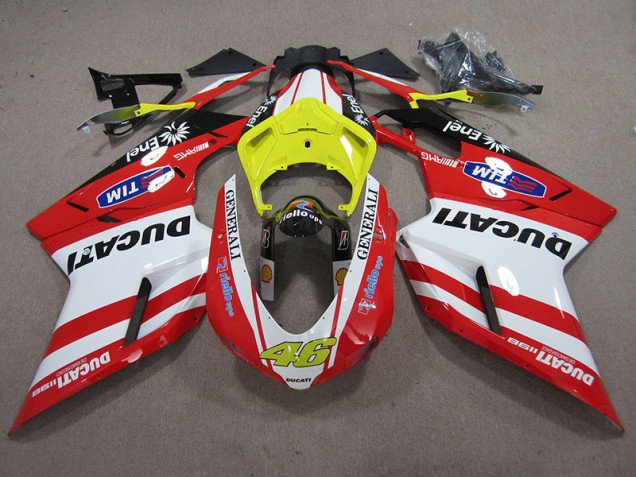 Carene Moto Ducati 1098 848 2007-2014 - Rosso Bianco Generali 46 Carene Moto Ducati 1098 848 2007-2014 - Rosso Bianco Generali 46