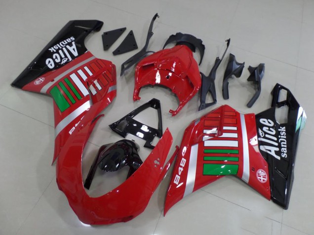 Carene Moto Ducati 848 1098 1198 2007-2014 - Alice con Verde Carene Moto Ducati 848 1098 1198 2007-2014 - Alice con Verde