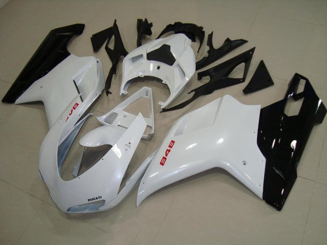 Carene Moto Ducati 848 1098 1198 2007-2014 - Bianco Perla Nero Carene Moto Ducati 848 1098 1198 2007-2014 - Bianco Perla Nero