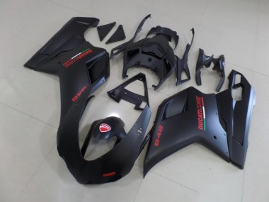Carene Moto Ducati 848 1098 1198 2007-2014 - Nero Opaco Rosso Adesivo