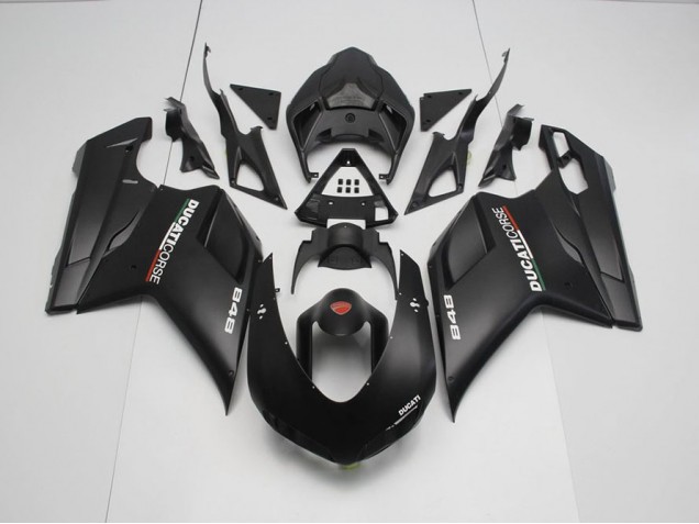 Carene Moto Ducati 848 1098 1198 2007-2014 - Nero Opaco con Bianco Decalcomanie