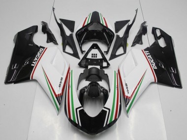 Carene Moto Ducati 848 1098 1198 2007-2014 - Nero Verde & Bianco