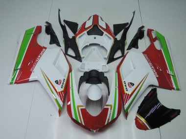 Carene Moto Ducati 848 1098 1198 2007-2014 - Rosso Bianco & Verde