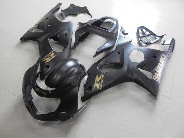 Carene Moto GSXR 1000 K1 2000-2002 - Tutto Nero Opaco con Oro Adesivo