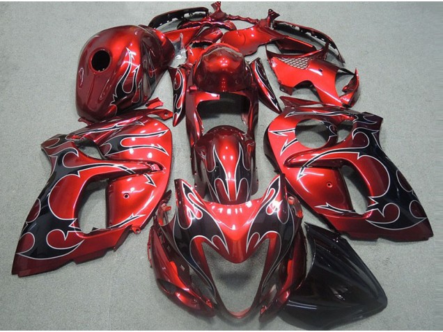 Carene Moto GSXR 1300 Hayabusa 1996-2007 - Rosso con Nero Fiamma Carene Moto GSXR 1300 Hayabusa 1996-2007 - Rosso con Nero Fiamma