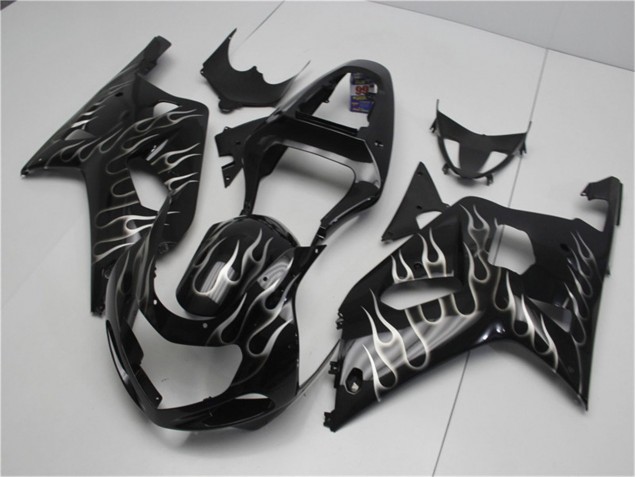Carene Moto GSXR 600 / 750 K1 K2 K3 2001-2003 - Nero Bianco Fiamma Carene Moto GSXR 600 / 750 K1 K2 K3 2001-2003 - Nero Bianco Fiamma