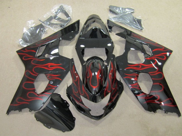 Carene Moto GSXR 600 K4 2004-2005 - Nero Rosso Fiamma Carene Moto GSXR 600 K4 2004-2005 - Nero Rosso Fiamma