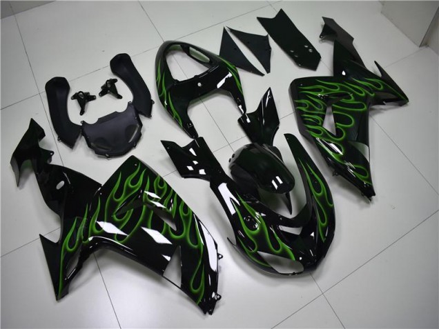 Carene Moto ZX10R 2006-2007 - Nero Verde Fiamma Carene Moto ZX10R 2006-2007 - Nero Verde Fiamma