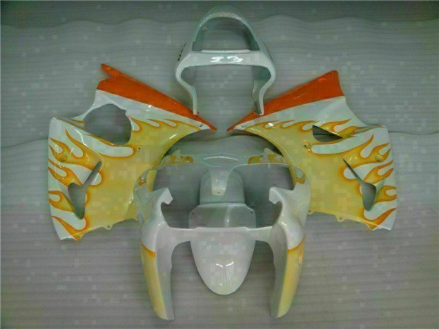 Carene Moto ZX6R 2000-2002 - Bianco Giallo Fiamma Carene Moto ZX6R 2000-2002 - Bianco Giallo Fiamma