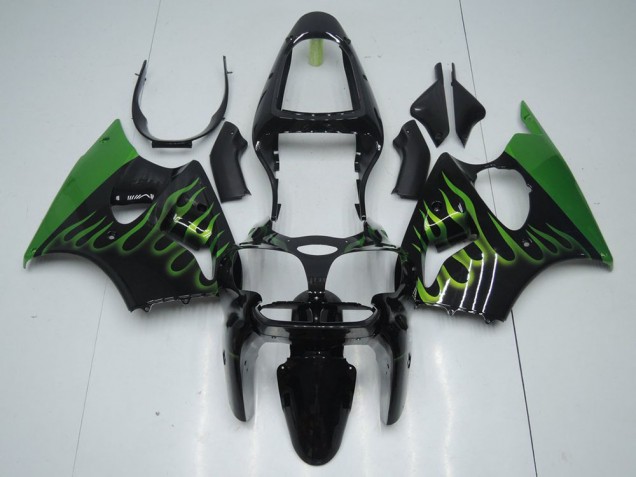 Carene Moto ZX6R 2000-2002 - Nero con Verde Fiamma Carene Moto ZX6R 2000-2002 - Nero con Verde Fiamma