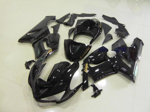 Carene Moto ZX6R 2005-2006 - Lucido Nero Oro Decalcomanie