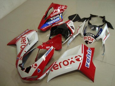 Kit Carenatura Motocicletta Completo ABS Ducati 848 1098 1198 2007-2014 - Bianco Rosso Xerox