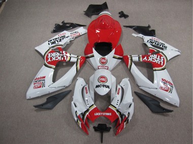 Kit Carenatura Motocicletta Completo ABS GSXR 1000 K5 2005-2006 - Bianco Lucky Strike Rosso Motul
