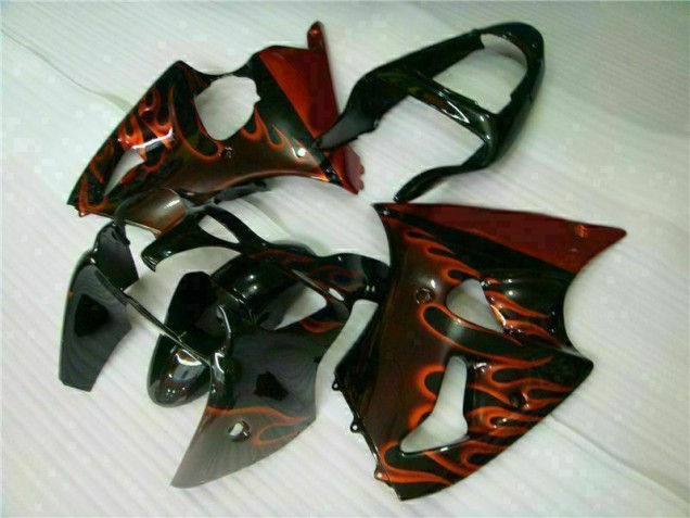 Kit Carene Moto Completa ZX6R 2000-2002 - Nero Rosso Fiamma Kit Carene Moto Completa ZX6R 2000-2002 - Nero Rosso Fiamma